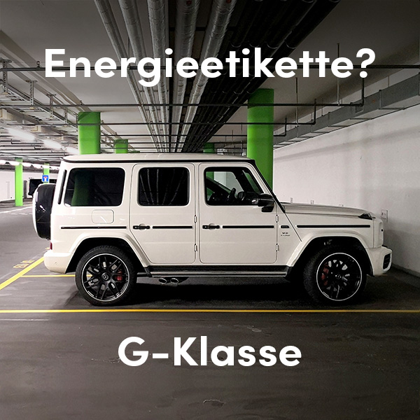 Text: Energieetikette? Bild: SUV Mercedes G-Klasse